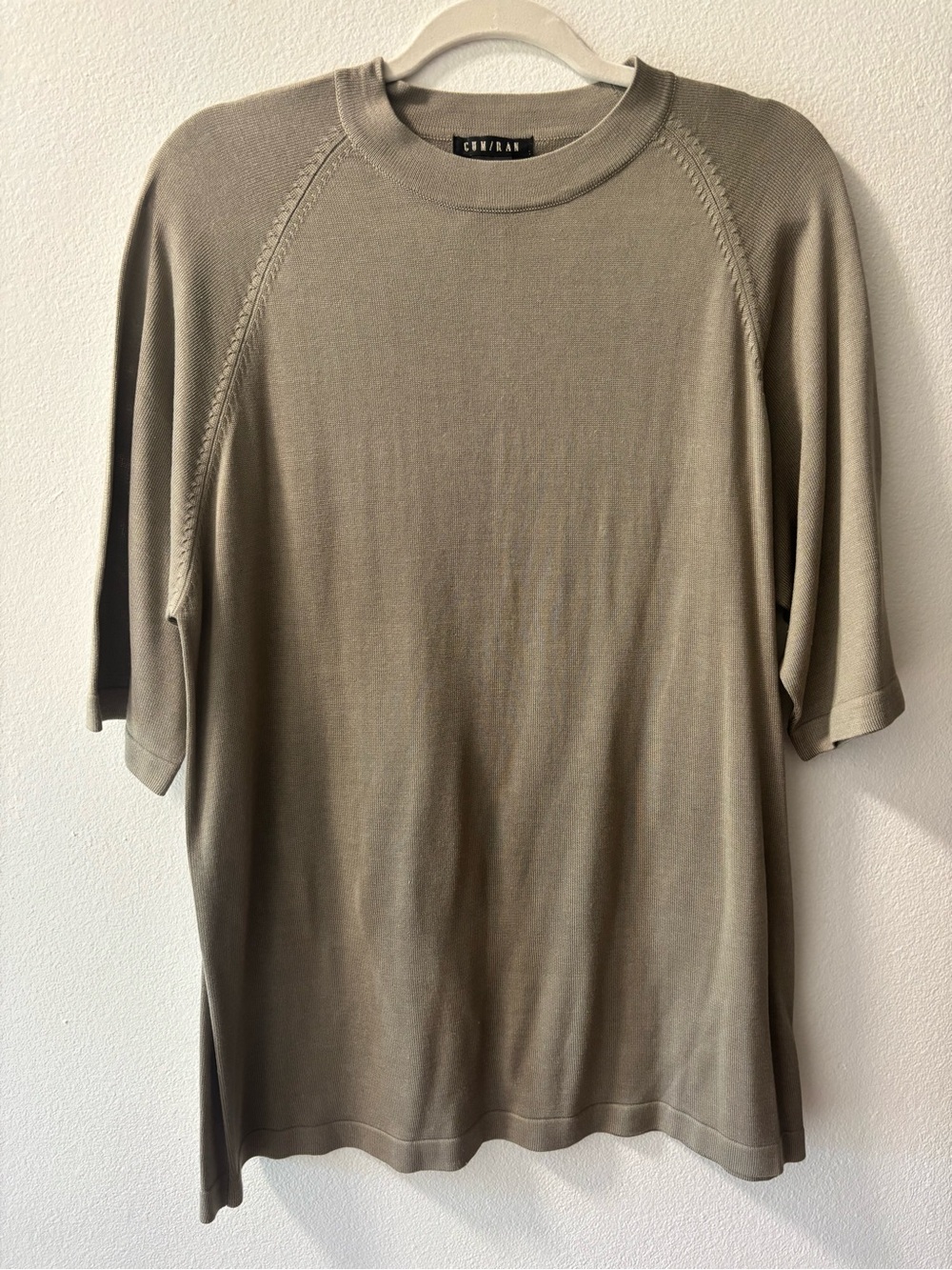 Vintage Cum/Ran Men's Short Sleeve Knit 100%Silk Tee in Taupe